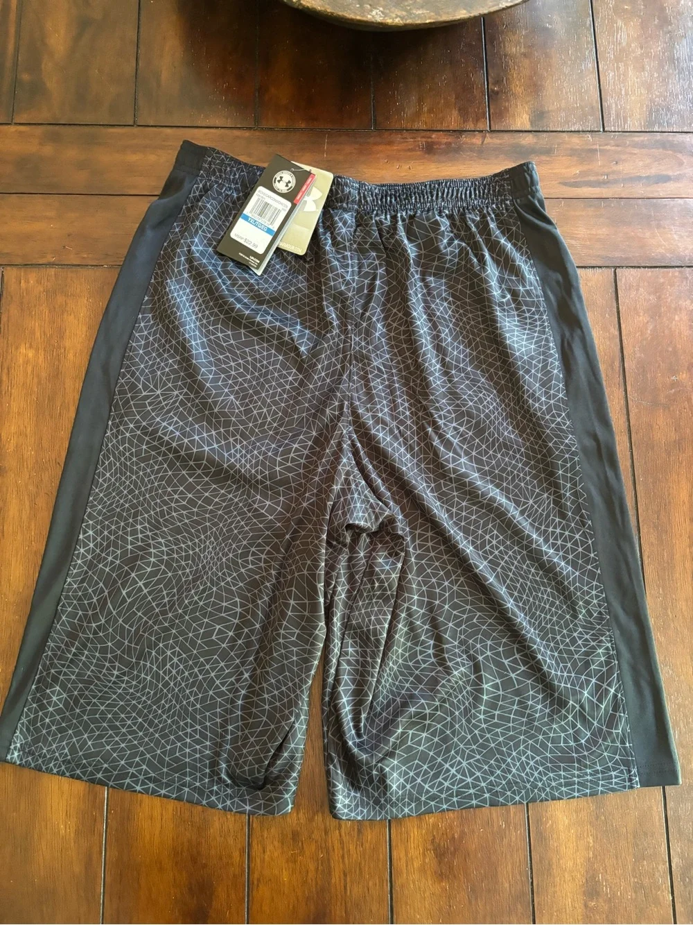 Under Armour Black and Gray Boys' Athletic Shorts with Geometric Trim